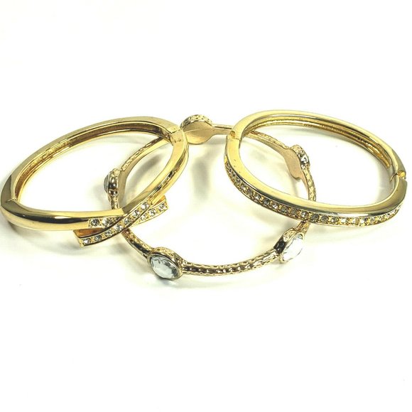 Unbranded Jewelry - Gold Rhinestone Bangle Lot Set of 3 Size 8 and 6.5